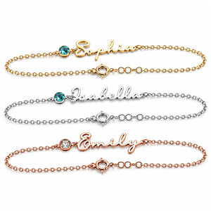Personalized Cursive Name & Birthstone Bracelet  Jewellar