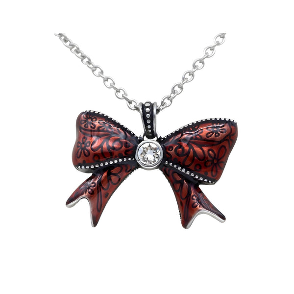 Pretty Red Bow Necklace