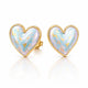 Heart-shaped earrings with gold rim and light blue interior on a white background