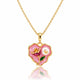 Rose & Pearl Enamel Heart Necklace - 18K Gold Plated