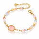 Roselle Pastel Rose Quartz Pearl Adjustable Bracelet - 18K Gold Plated