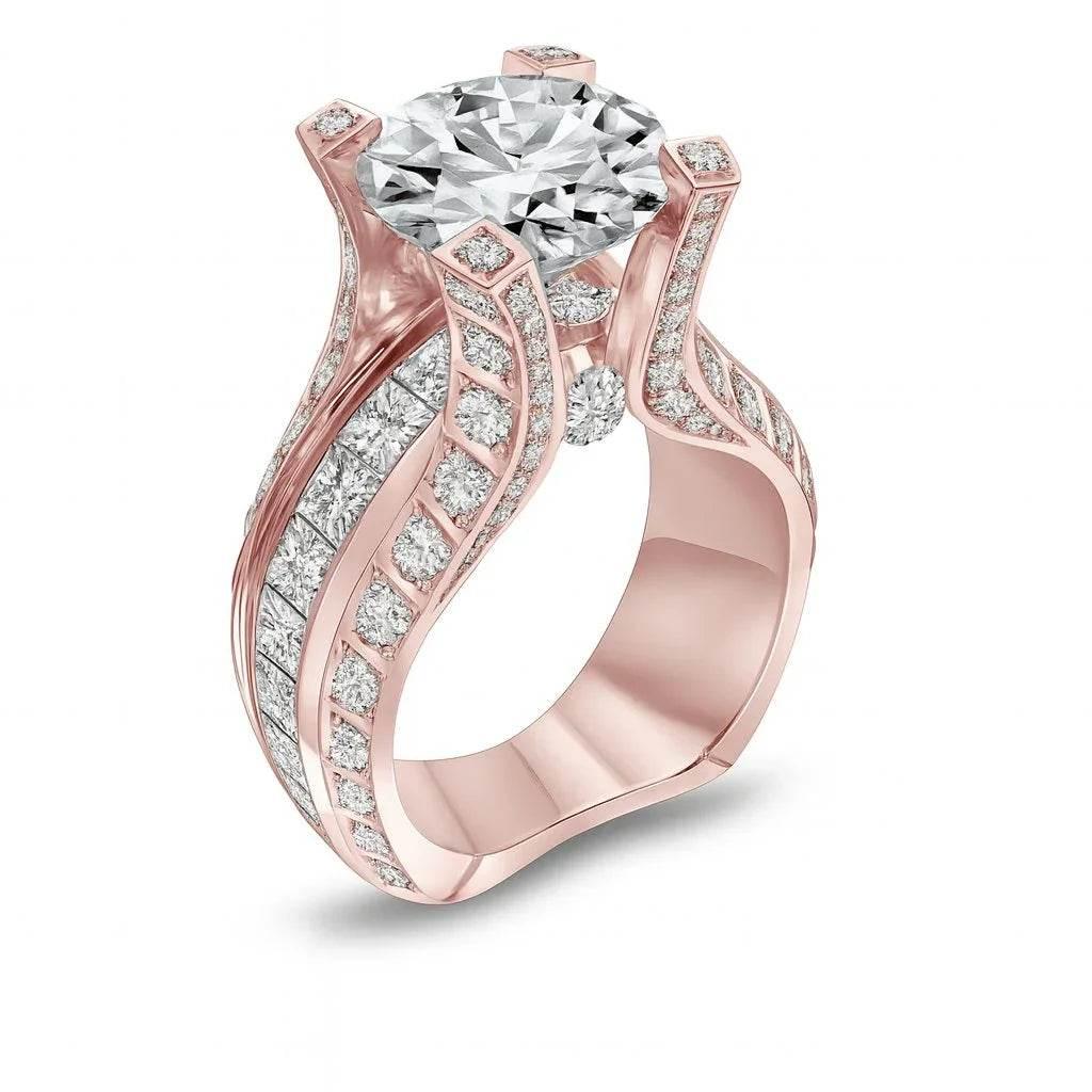 Rosette Spark – Oval Zircon Rose Gold Engagement Ring - Jewellar