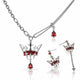 Royal Scarlet Crown Jewelry Set - Silver Tone