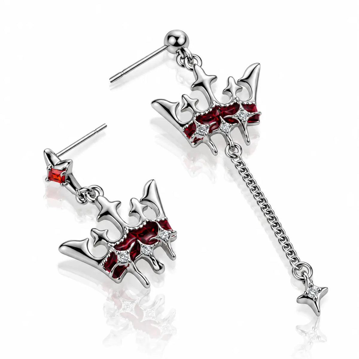 Royal Scarlet Crown Jewelry Set - Silver Tone