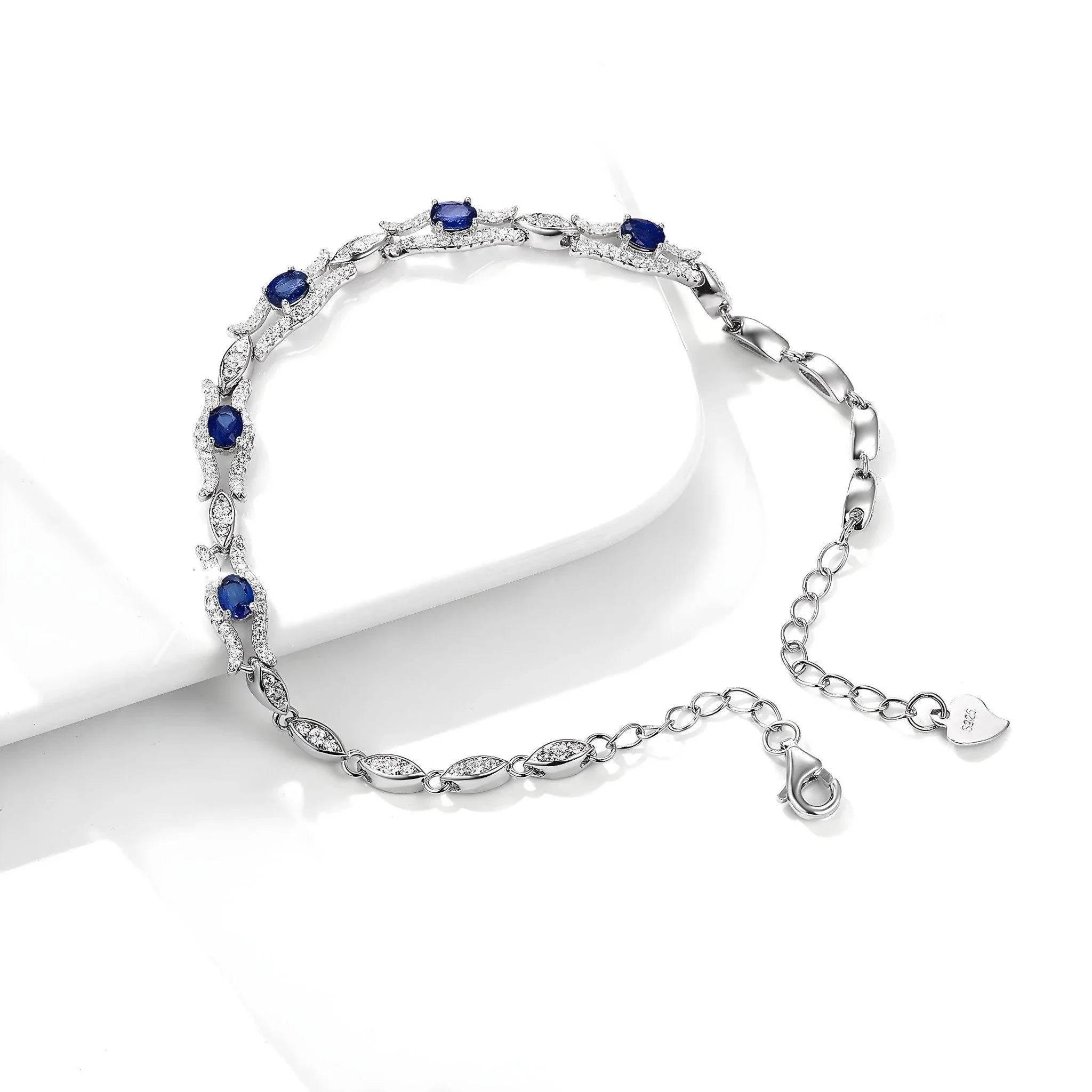 Saphira Line – 925 Silver Sapphire Bracelet - Jewellar