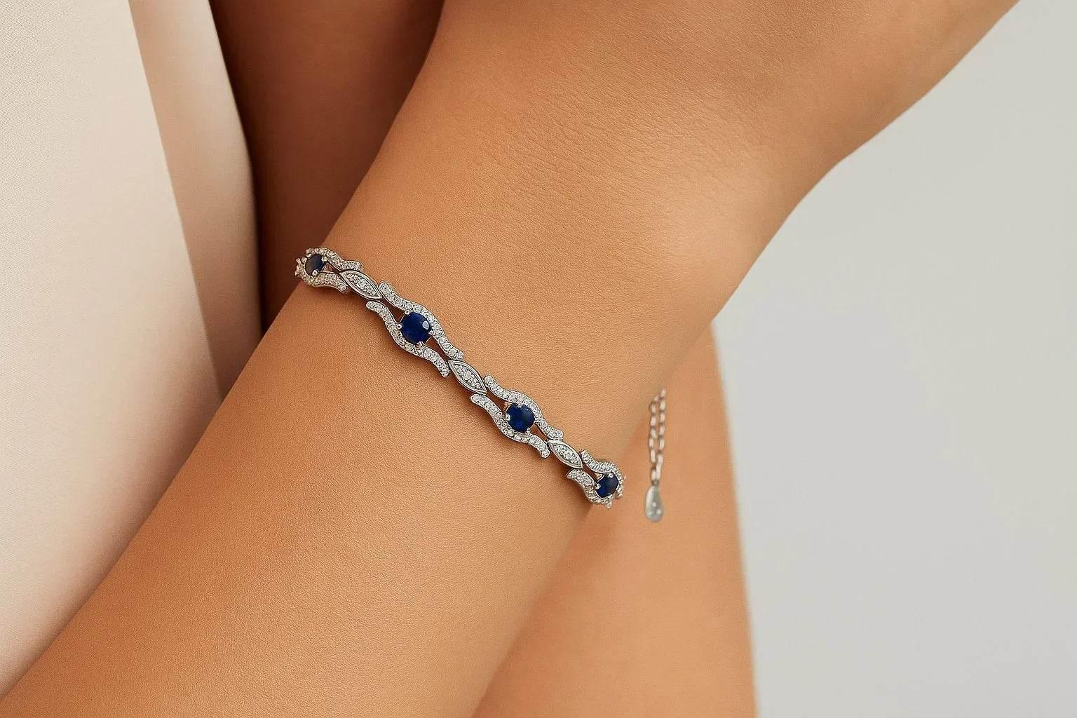 Saphira Line – 925 Silver Sapphire Bracelet - Jewellar