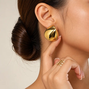 Sculptural Convex Earrings - 18K Gold PVD Plated