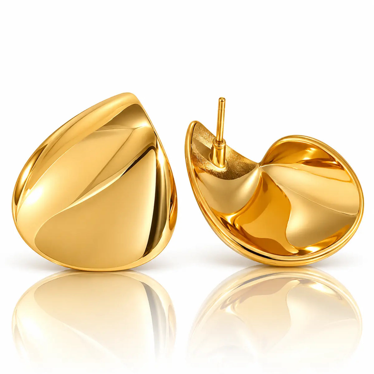 Sculptural Convex Earrings - 18K Gold PVD Plated