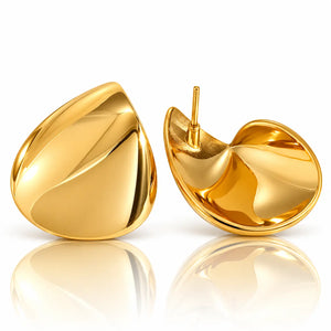Sculptural Convex Earrings - 18K Gold PVD Plated
