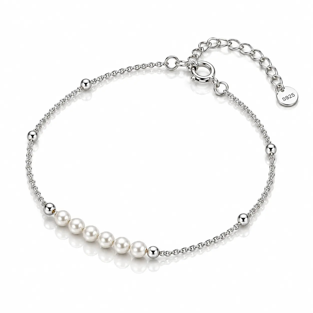 Sept Baroque Pearl Station Bracelet - 925 Sterling Silver