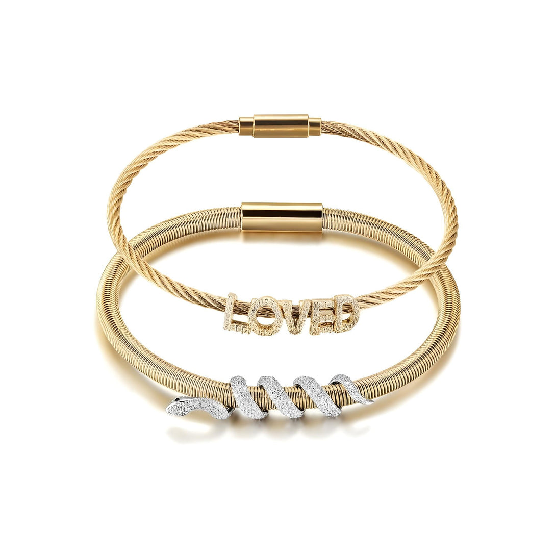 Snake Coiled Loved Pavé Bangle Set