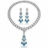 Snake Tassel Zirconia Necklace & Earring Set - 925 Sterling Silver