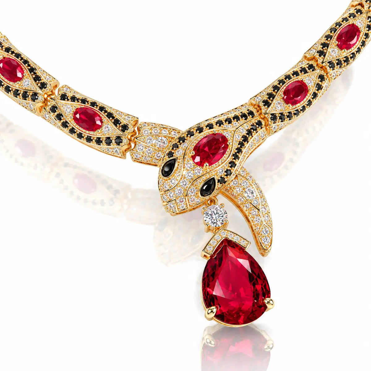 Snake Zirconia Necklace & Earring Set - 925 Sterling Silver