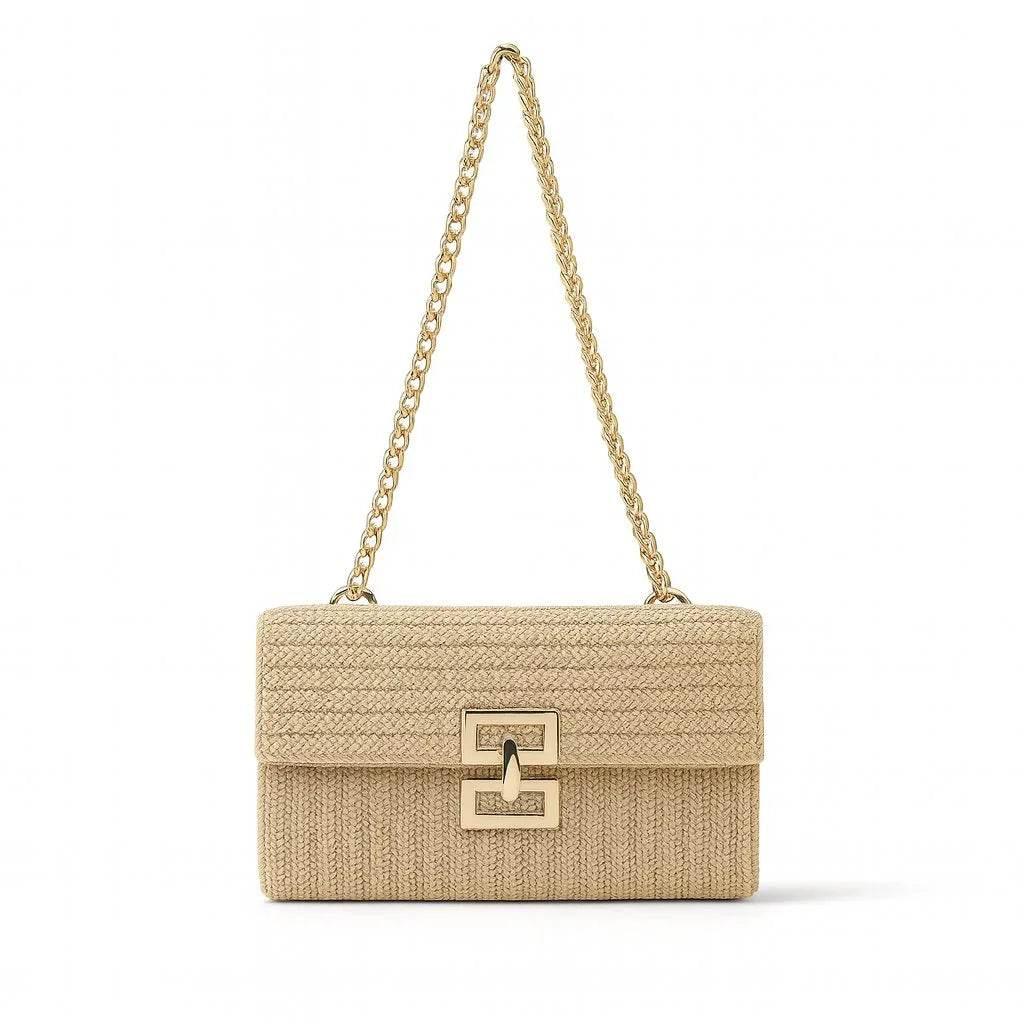Soléa – Straw Chain Flap Bag - Jewellar