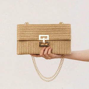 Soléa – Straw Chain Flap Bag - Jewellar