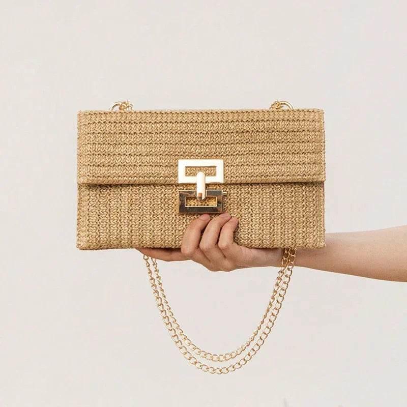 Soléa – Straw Chain Flap Bag - Jewellar