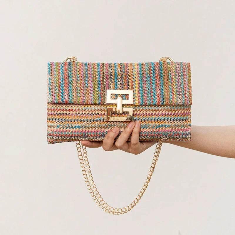 Soléa – Straw Chain Flap Bag - Jewellar