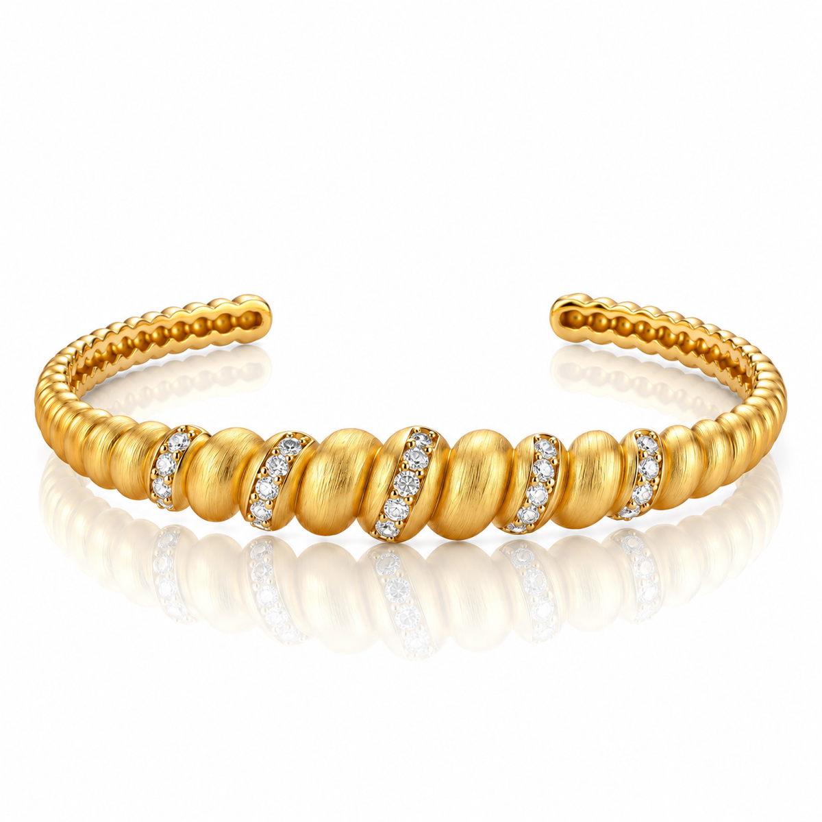Sorelle Ribbed Twist Zirconia Cuff - 18K Gold-Plated 925 Sterling Silver  Jewellar