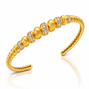 Sorelle Ribbed Twist Zirconia Cuff - 18K Gold-Plated 925 Sterling Silver  Jewellar