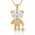 Starlit Teddy Bear Zirconia Necklace - Gold-Plated 925 Sterling Silver