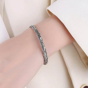 Tang Bloom – 925 Silver Carved Vintage Bracelet - Jewellar