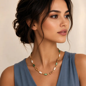 Terra Shell Station Necklace - 18K Gold Plated  Jewellar