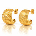 Textured Dome Stud Earrings - 18K Gold PVD or Silver Tone