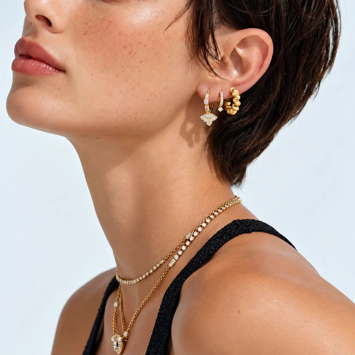 Torselle Sculpted Twist Hoop Earrings - 14K Gold Plated