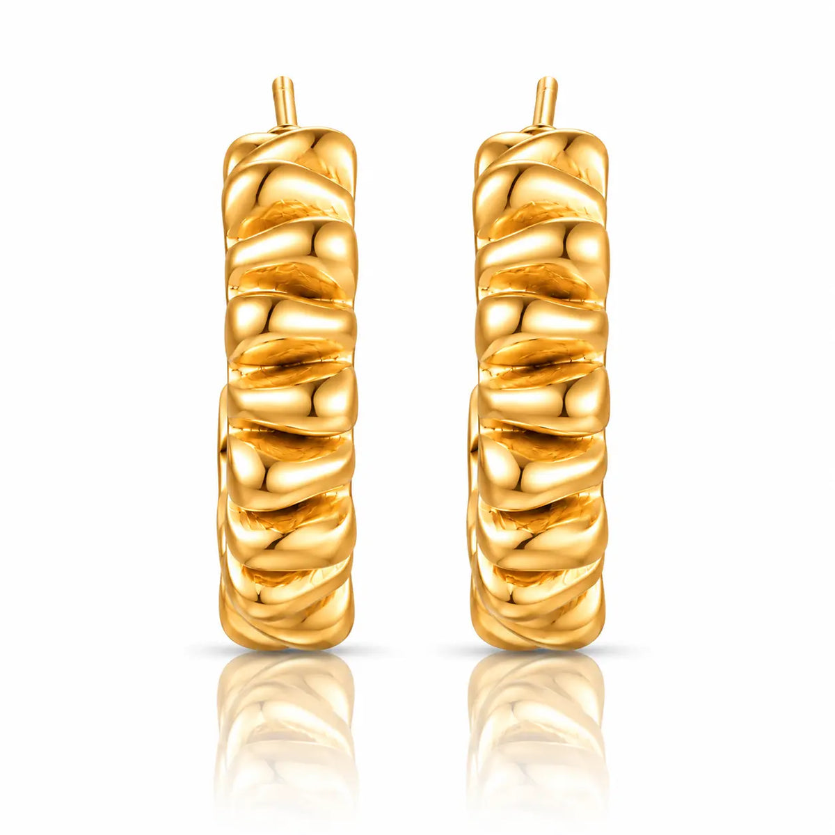 Torselle Sculpted Twist Hoop Earrings - 14K Gold Plated