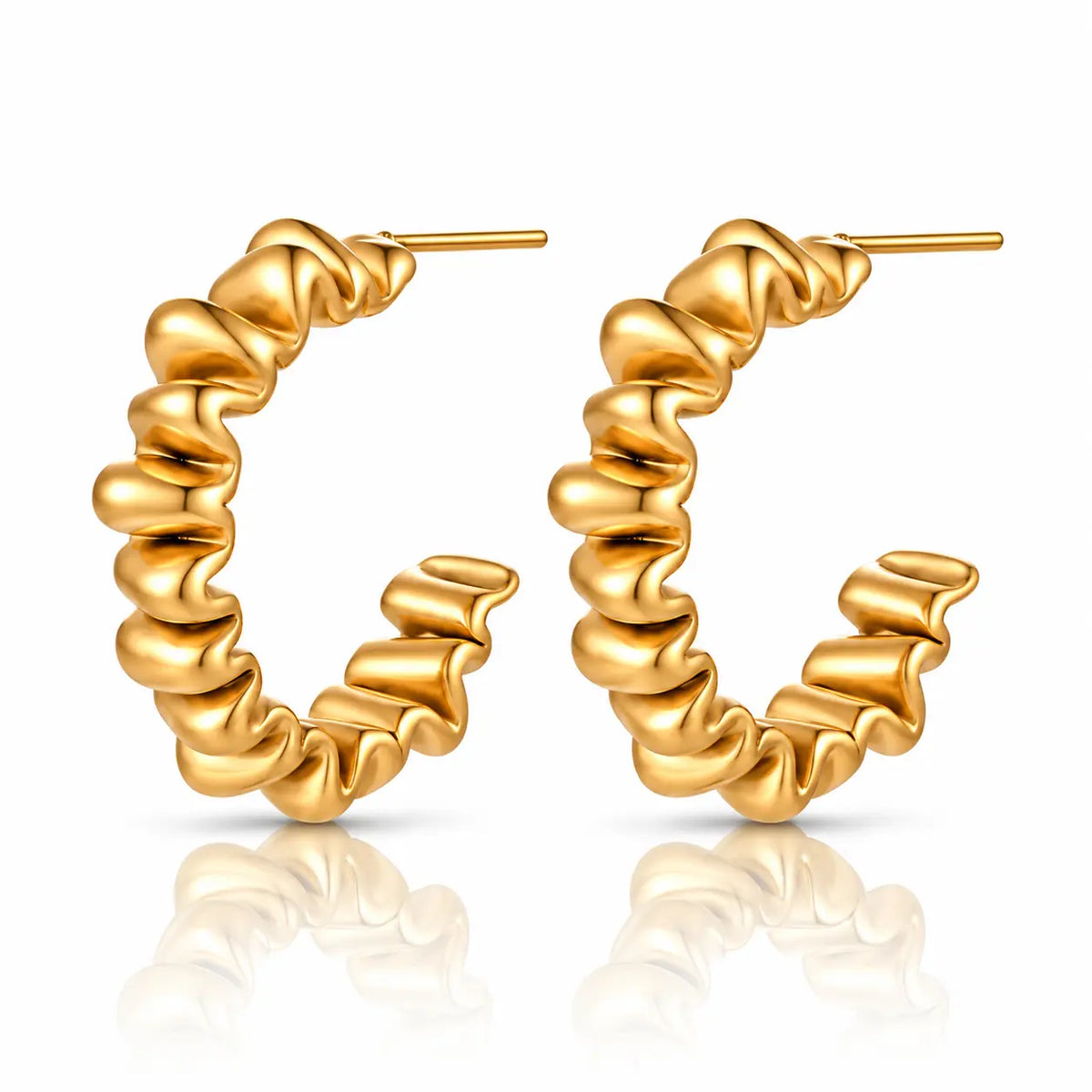 Torselle Sculpted Twist Hoop Earrings - 14K Gold Plated