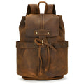 Trailforge unisex Crazy Horse leather travel bag in Brown/Dark Brown, compact 330×220×80 mm with organized interior and vintage finish.