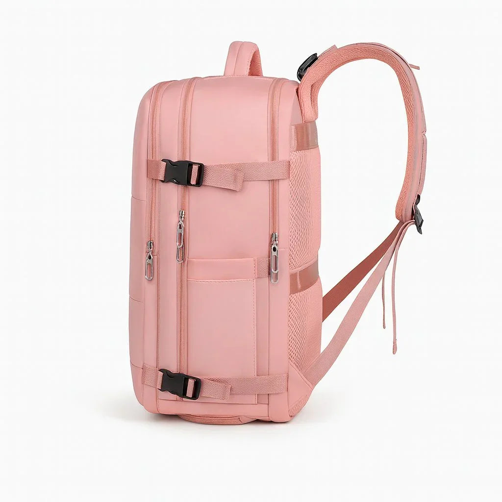 Large-capacity waterproof Oxford backpack with multiple compartments and air-pillow straps – TravelPro Oxford Backpack by Jewellar