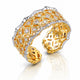 Gold and silver bracelet with diamond accents on a white background