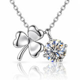Triselle Adjustable Clover Moissanite Necklace - 925 Sterling Silver