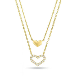 Twinheart Glow – 925 Silver Double Heart Zircon Necklace - Jewellar