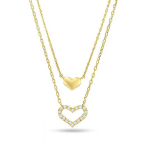 Twinheart Glow – 925 Silver Double Heart Zircon Necklace - Jewellar