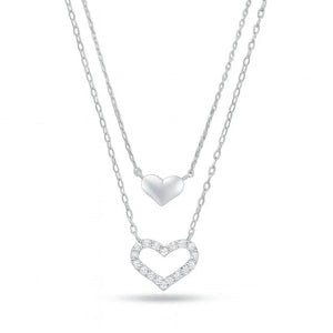 Twinheart Glow – 925 Silver Double Heart Zircon Necklace - Jewellar