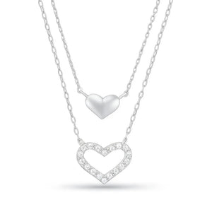 Twinheart Glow – 925 Silver Double Heart Zircon Necklace - Jewellar