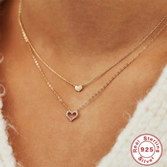 Twinheart Glow – 925 Silver Double Heart Zircon Necklace - Jewellar