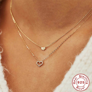 Twinheart Glow – 925 Silver Double Heart Zircon Necklace - Jewellar