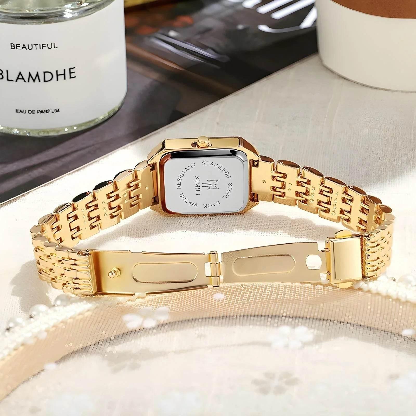 Velora Square – Elegant Steel Strap Quartz Watch - Jewellar