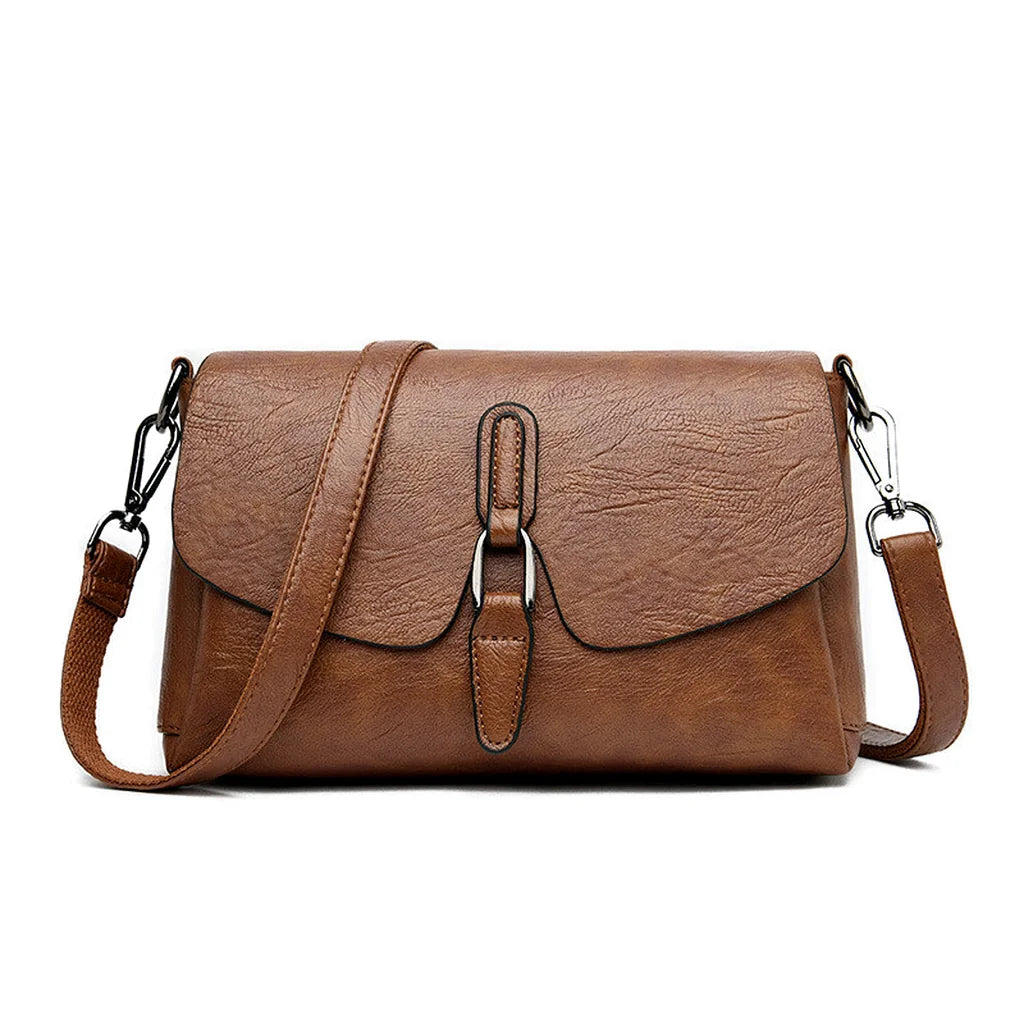 Retro-style PU leather crossbody shoulder bag with flap cover – Veloria Crossbody by Jewellar