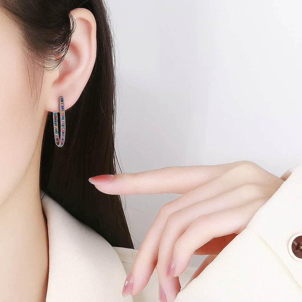 Vera Edge – 925 Silver Rectangular Diamond Earrings - Jewellar
