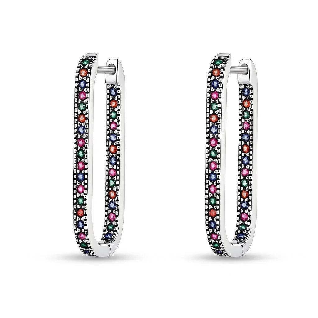 Vera Edge – 925 Silver Rectangular Diamond Earrings - Jewellar