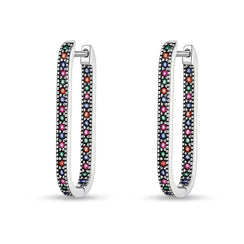 Vera Edge – 925 Silver Rectangular Diamond Earrings - Jewellar