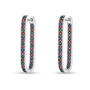 Vera Edge – 925 Silver Rectangular Diamond Earrings - Jewellar