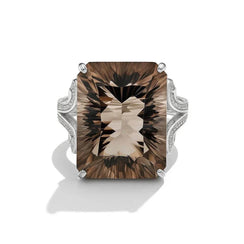 Verda Glow – 925 Silver Smoky Quartz Ring - Jewellar