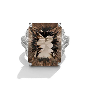 Verda Glow – 925 Silver Smoky Quartz Ring - Jewellar