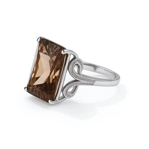 Verda Glow – 925 Silver Smoky Quartz Ring - Jewellar