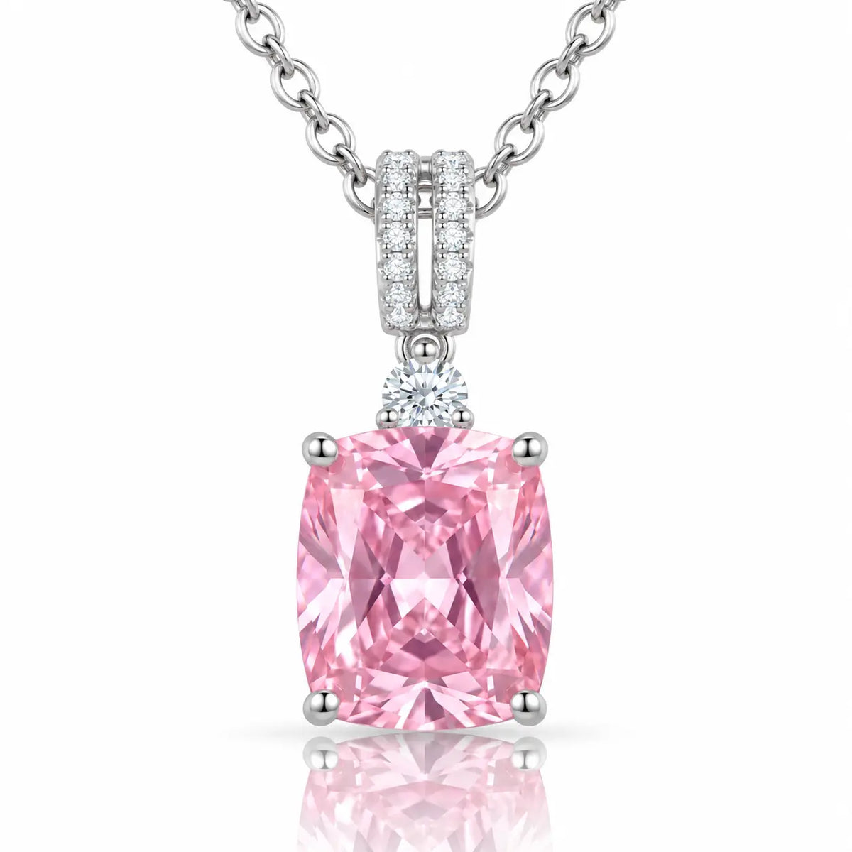 Violette Rectangular Stone Necklace - Rhodium-Plated 925 Sterling Silver